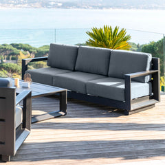 Salon de jardin d'angle aluminium 10 places Elba Gris anthracite - Action-sport36 -