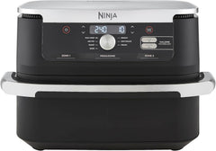 NINJA Foodi FlexDrawer Air Fryer, Dual Zone Avec Séparateur Amovible, Grand Tiroir de 10.4 L, 7-en-1, Double Zone, Sans Huile, Pièces Antiadhésives Compatibles Au Lave-Vaisselle, Noir AF500EU