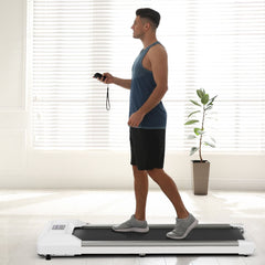 Tapis de Course Mince Tapis de Jogging avec Capacit de 120 Kg Tlcommande et cran Led Inclinable Roulettes Tapis de Course Glisser Gris/Noir/Rose -