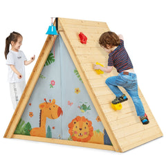 Maison de Jardin Enfants 2 en 1 avec Escalade Cloche Impermable Cabane en Bois de Sapin Exterieur et Intrieur 3-8 Ans -
