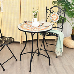 Table de Jardin Style Mosaïque Cadre en Fer et Revêtement Antirouille pour 60 x 60 x 72 CM -