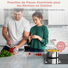 Plaque Induction 4 Feux Encastrable 6400W, Plaque de Cuisson Induction Zone Flexible, Plaque Electrique 60cm, Fonction Pause, 9 Niveaux, Controle tactile, Minuterie, Serrure pour Enfants