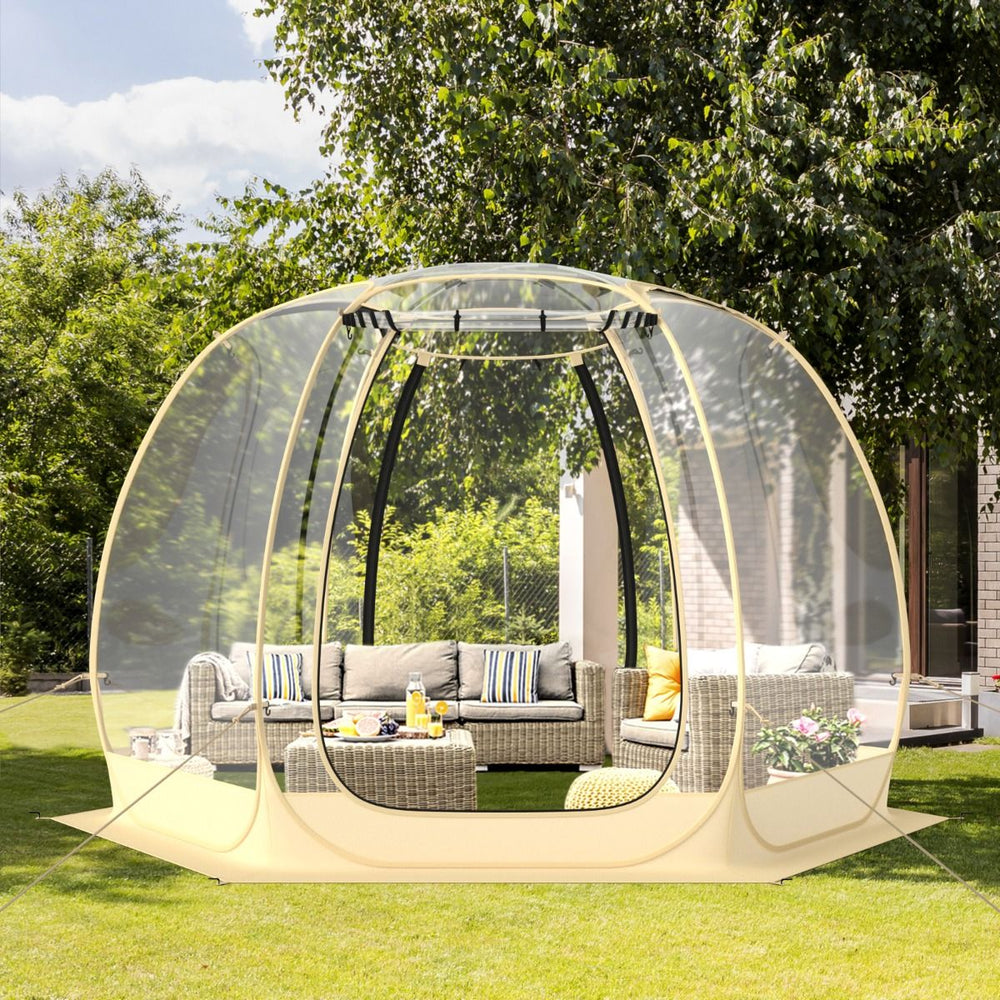 Tente Bulle Ouverture Instantane pour 6 10 Personnes Tente D么me d'Extrieur 328 x 328 cm Rsistante Aux Intempries Transparent -