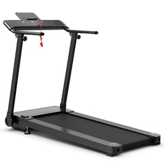 Tapis de Course/Marche Pliable 500W 12 Programmes Prdfinis 0,8-9,6 Km/h Ecran Tactile LED 4 Touches de Raccourci Noir Support pour Ipad -