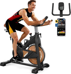 MettleMatic Vélo d'appartement ergomètre avec Bluetooth : vélo d'appartement avec résistance magnétique - Vélo de fitness d'intérieur avec écran LCD - Charge maximale : 160 kg