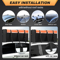 Sailnovo Coffre de Toit Souple de 0,6 m³ avec Tapis antidérapant + 6 Crochets de Porte, Sac de Toit imperméable en PVC pour Voiture avec/sans Porte-Bagages, Noir
