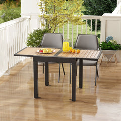 Table de Jardin Extensible en Aluminium Ajustable de 80 160 CM Table Manger Extrieure Rectangulaire pour 4-6 Personnes Naturel -