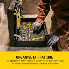 STANLEY Valise de Maintenance 142 Pièces - Pinces et Coupe-Touts, Clé à Molette, Niveau, Mesure, Tournevis, Scie à Métaux, Cutter, Marteau, Outils pour Serrage-Vissage STMT98109-1
