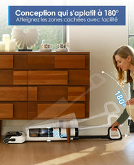 Tineco Aspirateur Balai sans Fil Floor One S6 Stretch Lite Aspirateur Laveur, S’aplatit à 180°, Auto-Nettoyage, Longue Autonomie, Nettoyage des Bords de 2 côtés