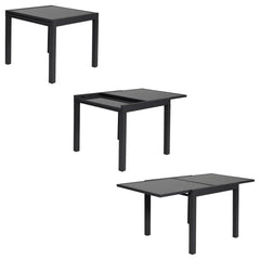 Salon de jardin LAMPEDUSA extensible en textilène gris 8 places - aluminium anthracite -