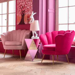 Kare Design Table d'Appoint Luxury Triangle, Miroir, Bois MDF Laqué, Table de Chevet, Table de Nuit, Table de Salon, Meuble, Deco Intérieur, Décoration Chambre, Maison, 54x32x32cm (H/L/P)
