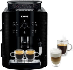 Machine caf grain,1,7 L,2 tasses en simultan,Nettoyage automatique,Buse vapeur pour Cappuccino,Cafetire espresso,Essential noire YY8125FD,Noir -