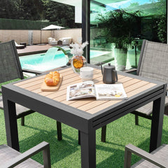 Table de Jardin Extensible en Aluminium Ajustable de 80 160 CM Table Manger Extrieure Rectangulaire pour 4-6 Personnes Naturel -