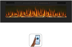 Mystflame Crystal 50 - Cheminée Électrique Murale avec Wi-FI, 127 cm, Ultra Fine 8 cm, 12 Couleurs de Flamme, Thermostat 750/1500W, Poêle Confortable, Écran Tactile et Minuterie