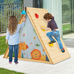 Maison de Jardin Enfants 2 en 1 avec Escalade Cloche Impermable Cabane en Bois de Sapin Exterieur et Intrieur 3-8 Ans -