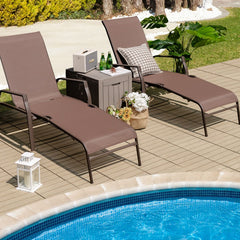 Lot de 2 Chaises longues avec Dossier Réglable Tissu Respirant Structure Robuste en Acier Charge Max 150KG -