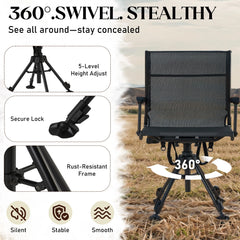 AECOJOY Lightweight Hunting Chair Without Cushion, Foldable & Rotating, Quiet Design for Deer Blind