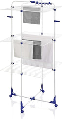 Leifheit Tour de séchage Classic Tower 340, étendoir à linge pliable à 3 niveaux, séchoir à linge tour 34 m avec cadres rabattables & roulettes 360°