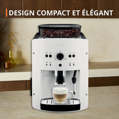 Machine caf grain,1,7 L,2 tasses en simultan,Nettoyage automatique,Buse vapeur pour Cappuccino,Cafetire espresso,Essential noire YY8125FD,Noir -