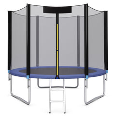 Trampoline de Jardin 脴 305cm avec Filet de Scurit Porte Entre Echelle Noir et Bleu -