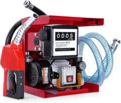 Pompe à diesel 230 V 550 W auto-amorçante - Stations essence mobiles 60/min - Avec tuyaux et pistolet de distribution - Pour voitures camions citernes etc.