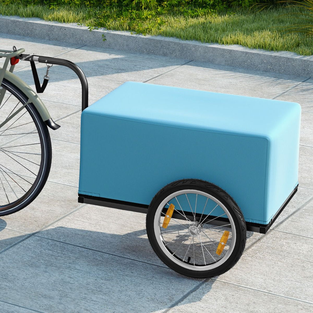 Remorque de Vélo avec Cadre Pliable Charge 55 kg Chariot pour Vélo avec Housse en Tissu Oxford Roues à Air de 40 cm Réflecteurs Bleu -