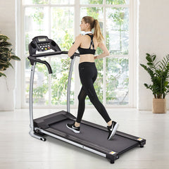 Tapis de Course lectrique Pliable avec cran et Moniteur de Frquence Cardiaque avec Vitesse de 1 10 km/h et 12 Programmes Noir -