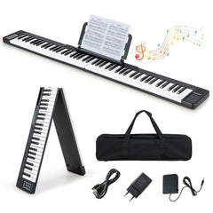 Piano Numérique Pliable à 88 Touches avec Fonction Bluetooth MIDI Clavier Électronique Portable avec Pédale de Sustain Sac de Transport -