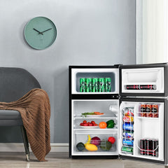 Réfrigérateur Compact Mini-réfrigérateur 90 L Congélateur Séparé avec Design à 2 Portes Fonctionnement Silencieux Blanc/Gris/Noir -