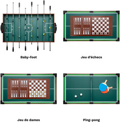 shelfmade Table de Jeux Multifonction, Baby Foot Enfant, Mini Baby Foot Bois, Billard Convertible, Mini Table de Ping Pong - Table multijeux Adulte - 10 Jeux en 1