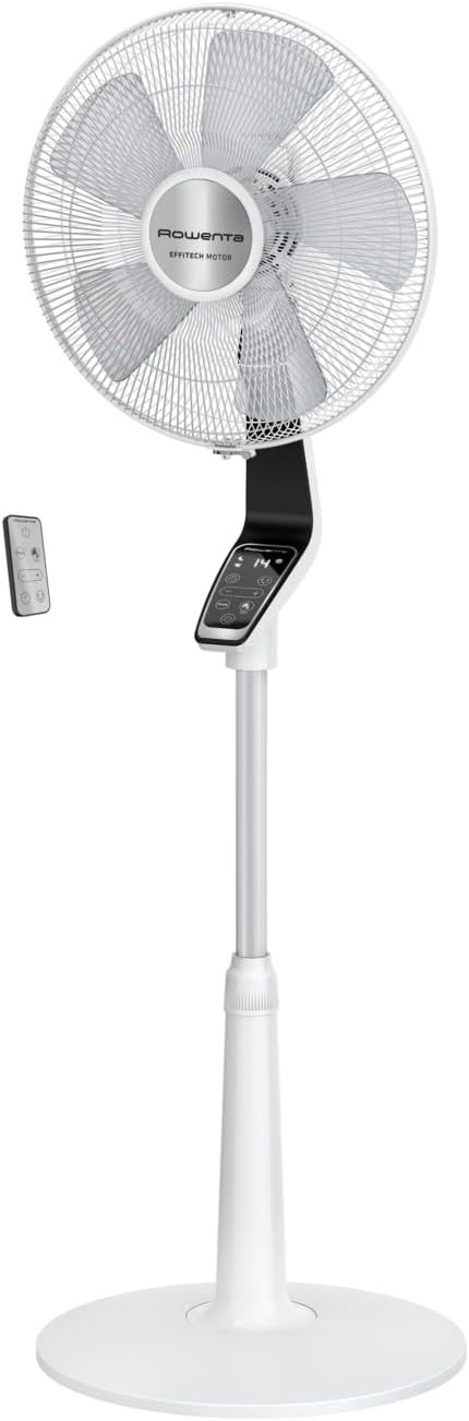 Rowenta Turbo Silence Extreme Ventilateur sur pied, Puissant, Silencieux, Écoénergétique, Design, Timer 12h, Télécommande VU5690F0
