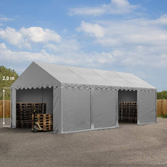 TOOLPORT Tente de Stockage 4x8 m abri bâche PVC 700 N imperméable Gris