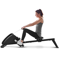 Rameur d'Appartement Pliable à Résistance 10 Niveaux Ecran Lcd Capacité 120kg Musculation Des Bras Cardio-Training Noir -