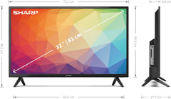Sharp 32FG6EA - Android TV (11) Smart 32" HD - 32 Pouces - Google Assistant, Chromecast, Bluetooth, 2xHDMI, 2xUSB, Dolby Audio, Active Motion 400