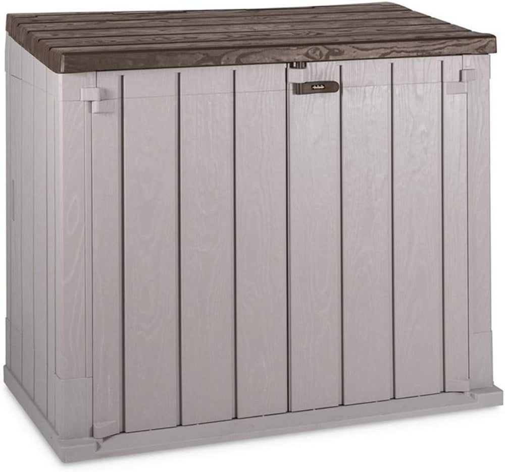 Toomax Stora Way Boîte à Outils d'extérieur en polypropylène recyclé avec Effet Bois (842L,Gris Taupe/Marron)