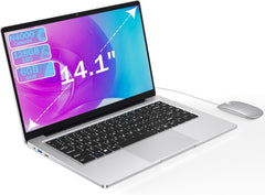 Ordinateur Portable 14 1" Pouces laptop 6 Go de RAM 128 Go de SSD N4000 Celeron Dual-Core Wi-Fi Bluetooth 2 4/5 0G 1366 * 768 IPS Design sans Ventilateur Inclus une Souris Clavier à Membrane.
