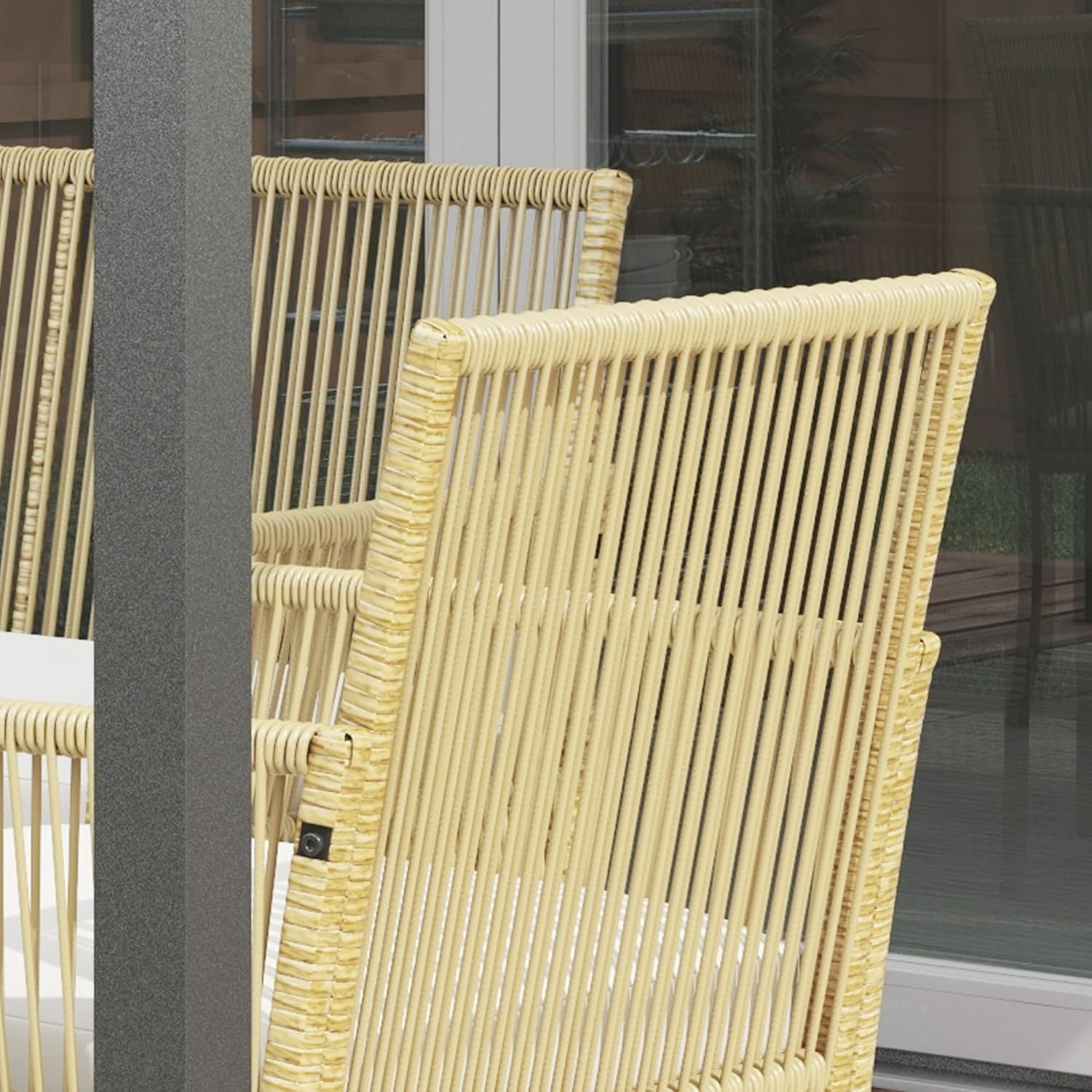 Outsunny Salon de Jardin extérieur 4 pièces canapé 2 Places + 2 fauteuils + 1 Table Basse Plateau Verre trempé Noir 3 Coussins d'assise - métal et résine tressée - Beige