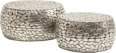 Kare Design Table Basse Pebbles Deluxe, Acier, Argent, Diamètre 66 / 56 cm, Table Basse Salon lot de 2, Meuble, Deco Intérieur, Decoration Chambre, Maison
