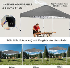 Origem Tonnelle Pliante 3x3 Imperméable & 2,5 x 2,5m & 3x6m avec Parois Latérales, Barnum Montage en Un Geste & Sac de Rangement à roulettes, Tonnelle de Jardin Exterieur, Idéal pour Camping