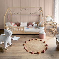 Lit cabane enfant Atmosphera Bosco 90 x 190 cm + matelas 90 x 190 cm Blanc