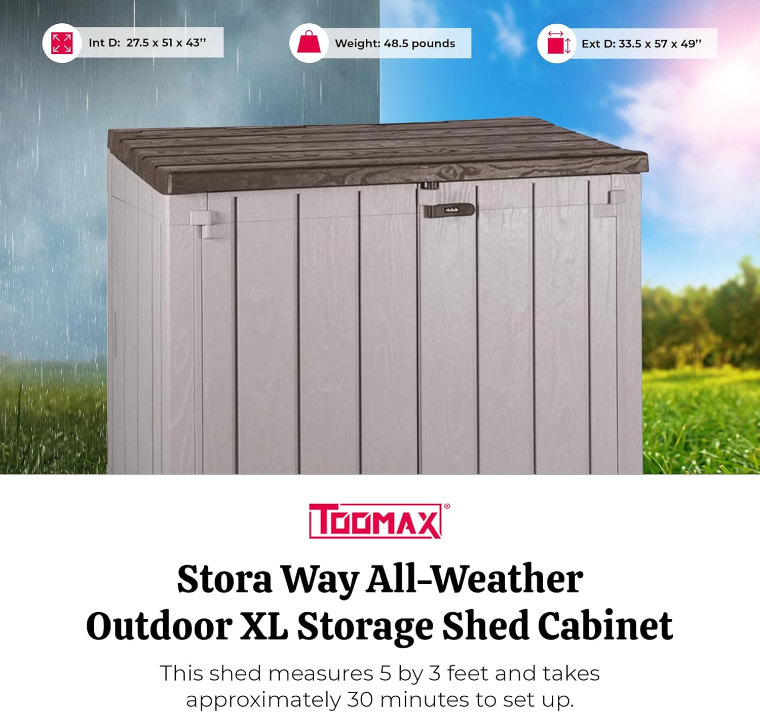 Toomax Stora Way Boîte à Outils d'extérieur en polypropylène recyclé avec Effet Bois (842L,Gris Taupe/Marron)
