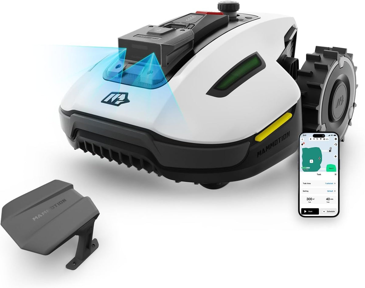 MAMMOTION YUKA Mini 500 Robot Tondeuse sans Fil Périphérique, NetRTK+Vision, Aucune Antenne RTK Requise, Recommandé 500 m², Pente à 50%, Cartographie Automatique, avec Module 4G
