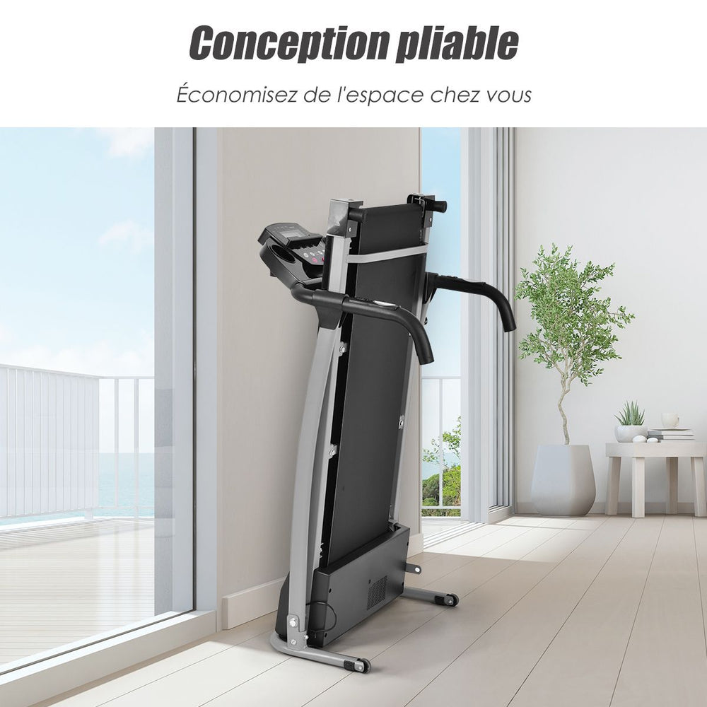 Tapis de Course lectrique Pliable avec cran et Moniteur de Frquence Cardiaque avec Vitesse de 1  10 km/h et 12 Programmes Noir -