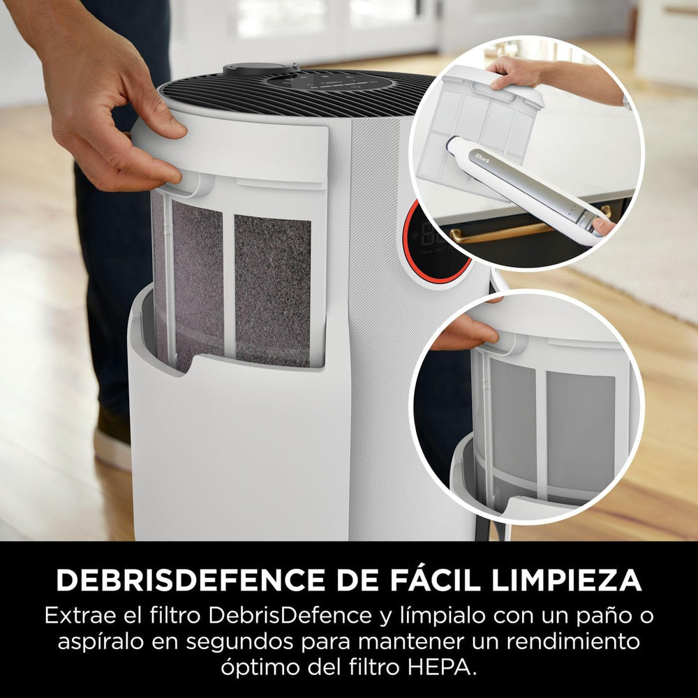 Shark NeverChange jusqu'à 5 ans Purificateur d'air, Filtre HEPA 5 ans, Couverture 60m², Capture 99,97% des Allergènes, Mode Automatique,Silencieux, Affichage LED, pour Maison et Chambre, Blanc HP150EU