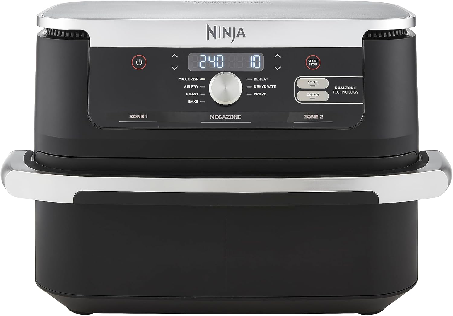 NINJA Foodi FlexDrawer Air Fryer, Dual Zone Avec Séparateur Amovible, Grand Tiroir de 10.4 L, 7-en-1, Double Zone, Sans Huile, Pièces Antiadhésives Compatibles Au Lave-Vaisselle, Noir AF500EU