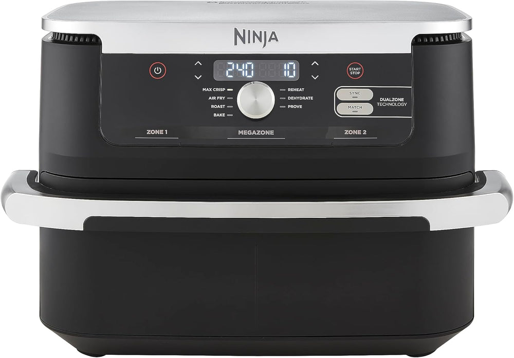 NINJA Foodi FlexDrawer Air Fryer, Dual Zone Avec Séparateur Amovible, Grand Tiroir de 10.4 L, 7-en-1, Double Zone, Sans Huile, Pièces Antiadhésives Compatibles Au Lave-Vaisselle, Noir AF500EU