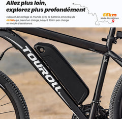 Touroll U1 Vélo Électrique, 26"/29" Vélo Électrique en Montagne pour Adulte, VTT électrique 250 W, Batterie Amovible 13AH, Autonomie 65 km, E-Bike 21 Vitesses