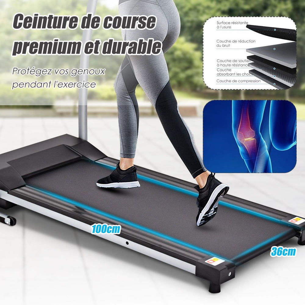 Tapis de Course lectrique Pliable avec cran et Moniteur de Frquence Cardiaque avec Vitesse de 1  10 km/h et 12 Programmes Noir -