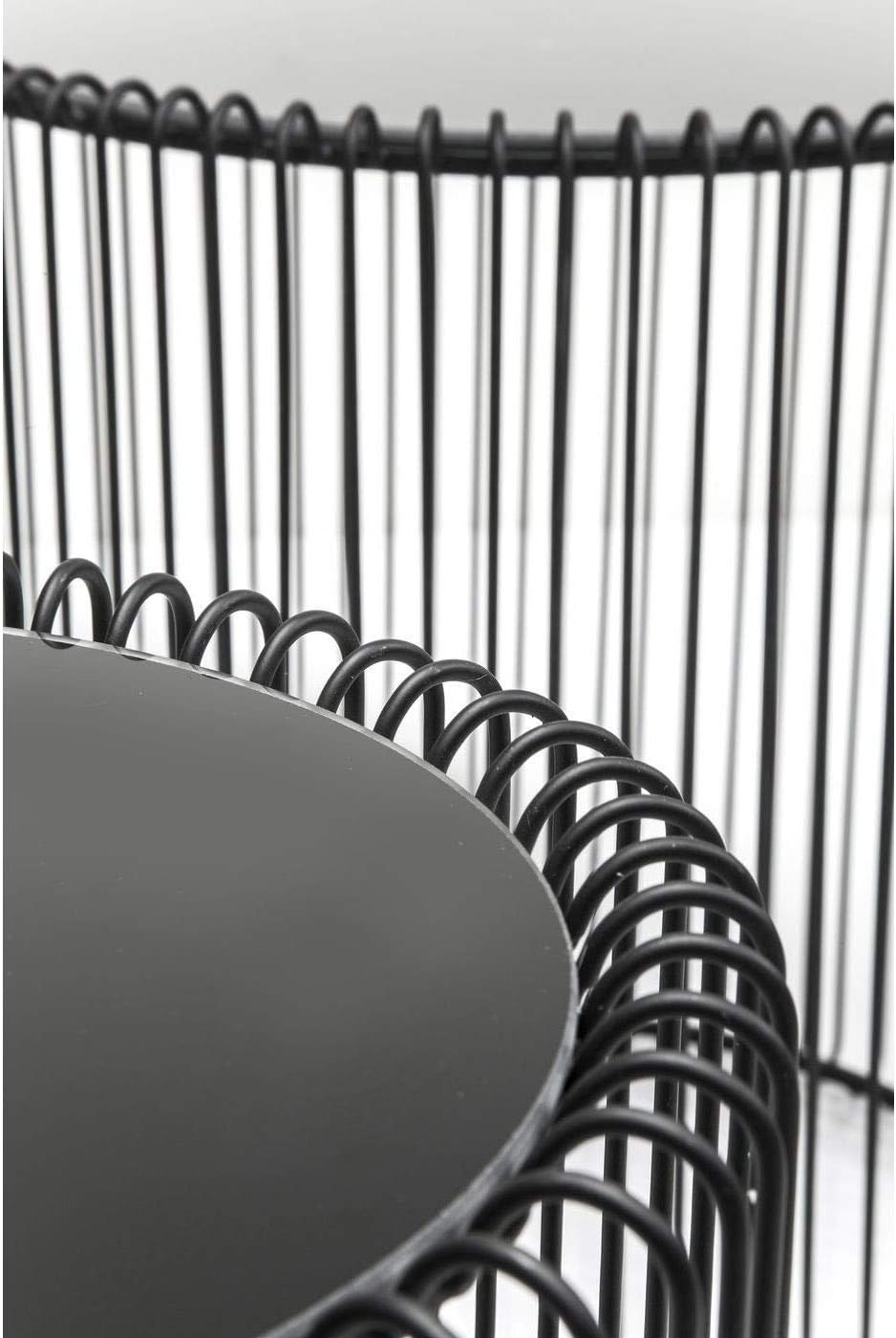 Kare Design Tables d'Appoint Wire, Noir, Rond, Acier, Verre, Diamètre 39 / 27 cm,Table Basse Salon Lot de 2, Table de Salon, Meuble, Deco Intérieur, Decoration Chambre, Maison