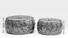 Kare Design Table Basse Pebbles Deluxe, Acier, Argent, Diamètre 66 / 56 cm, Table Basse Salon lot de 2, Meuble, Deco Intérieur, Decoration Chambre, Maison